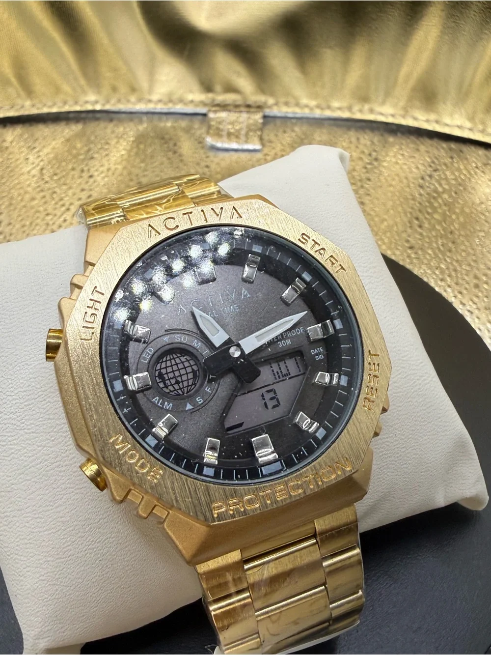 Activa Gold-Tone Men's Dual Display Watch